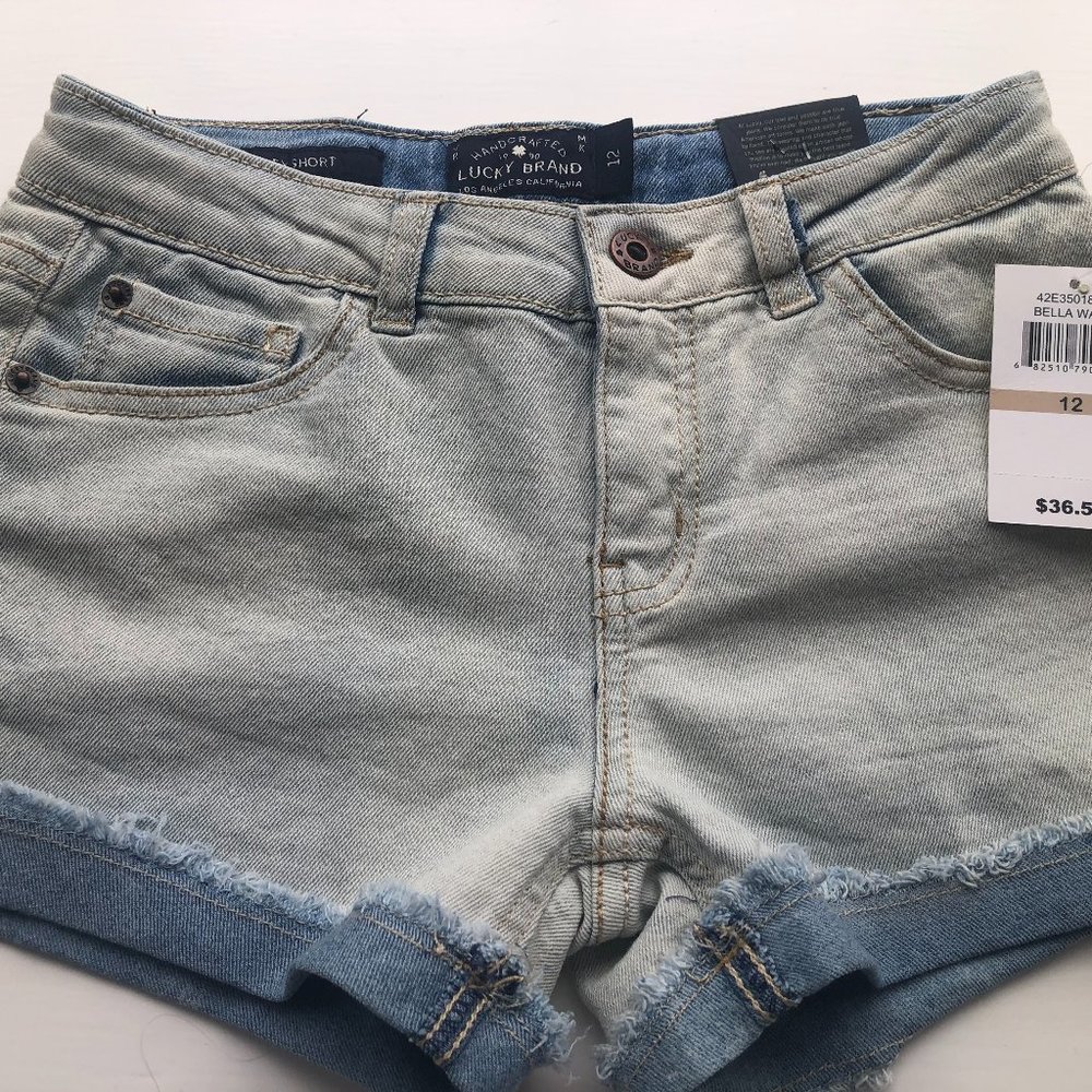LUCKY BRAND Girls jean shorts Size 12 Riley Denim Short NWT MSRP $36